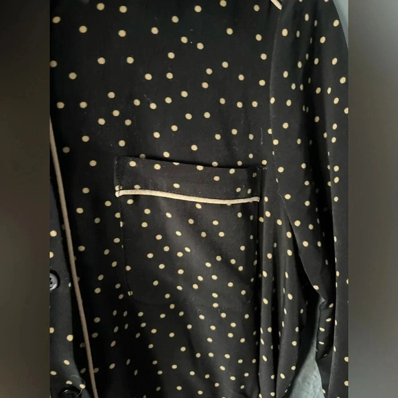 WhoWhatWear | gold & black polka dot | tie waist | button down | midi | dress M - Picture 6 of 10